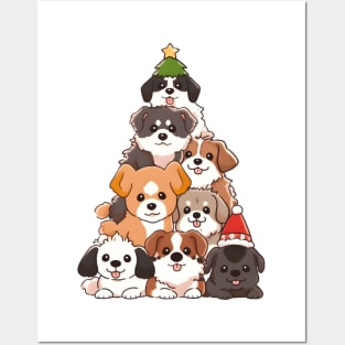 Christmas Dogs Tree Posters and Art